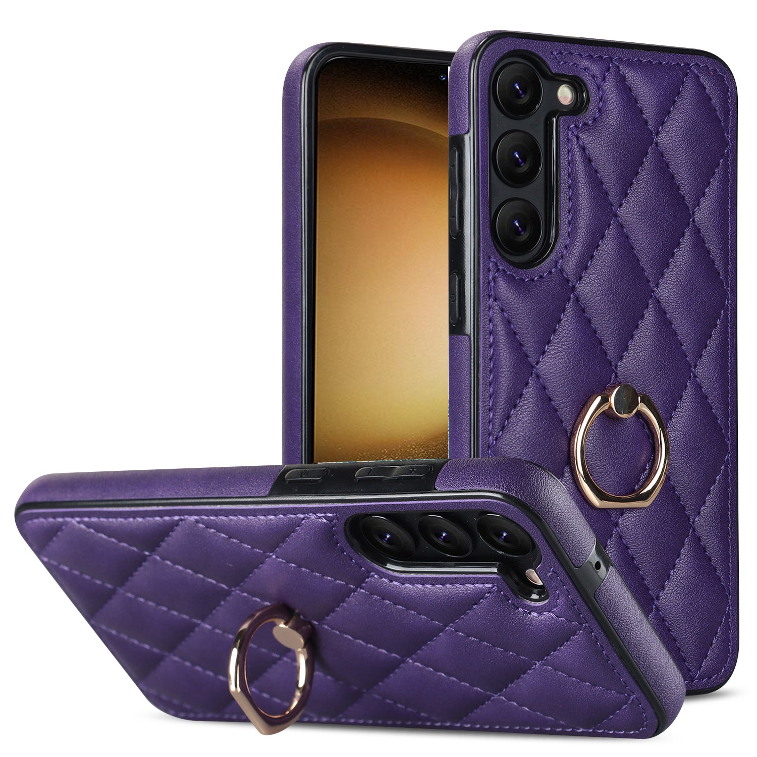 For Samsung Galaxy S23 PU Leather TPU Phone Case Imprinted Rhombus Grid Pattern Kickstand Anti-Scratch Cover For Samsung Galaxy S23 PU Leather TPU Phone Case Imprinted Rhombus Grid Pattern Kickstand Anti-Scratch Cover